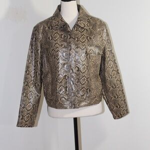FU DA Sport, faux Leather Snakeskin Print Jacket